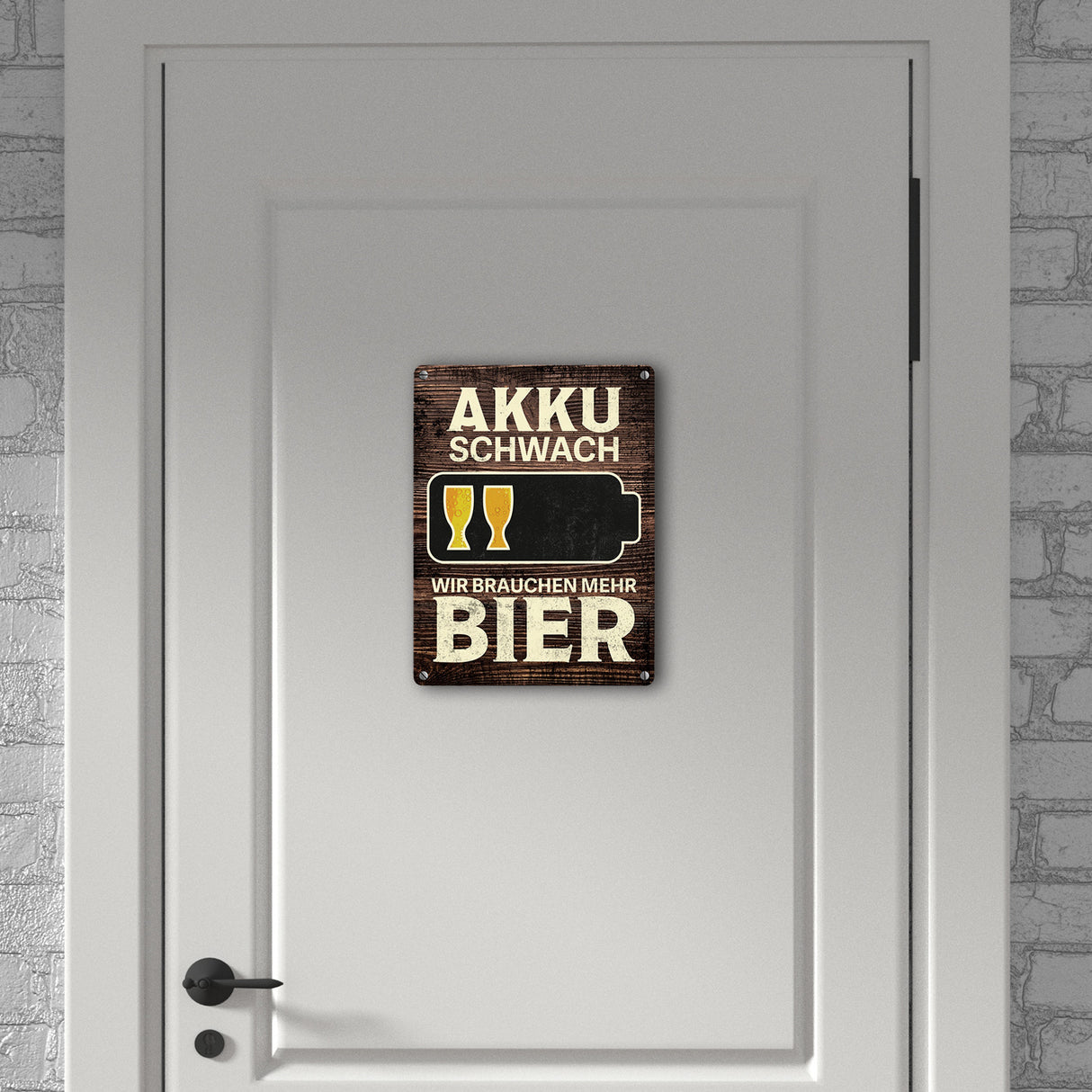 Akku schwach Wir brauchen mehr Bier - Metallschild mit Biermotiven