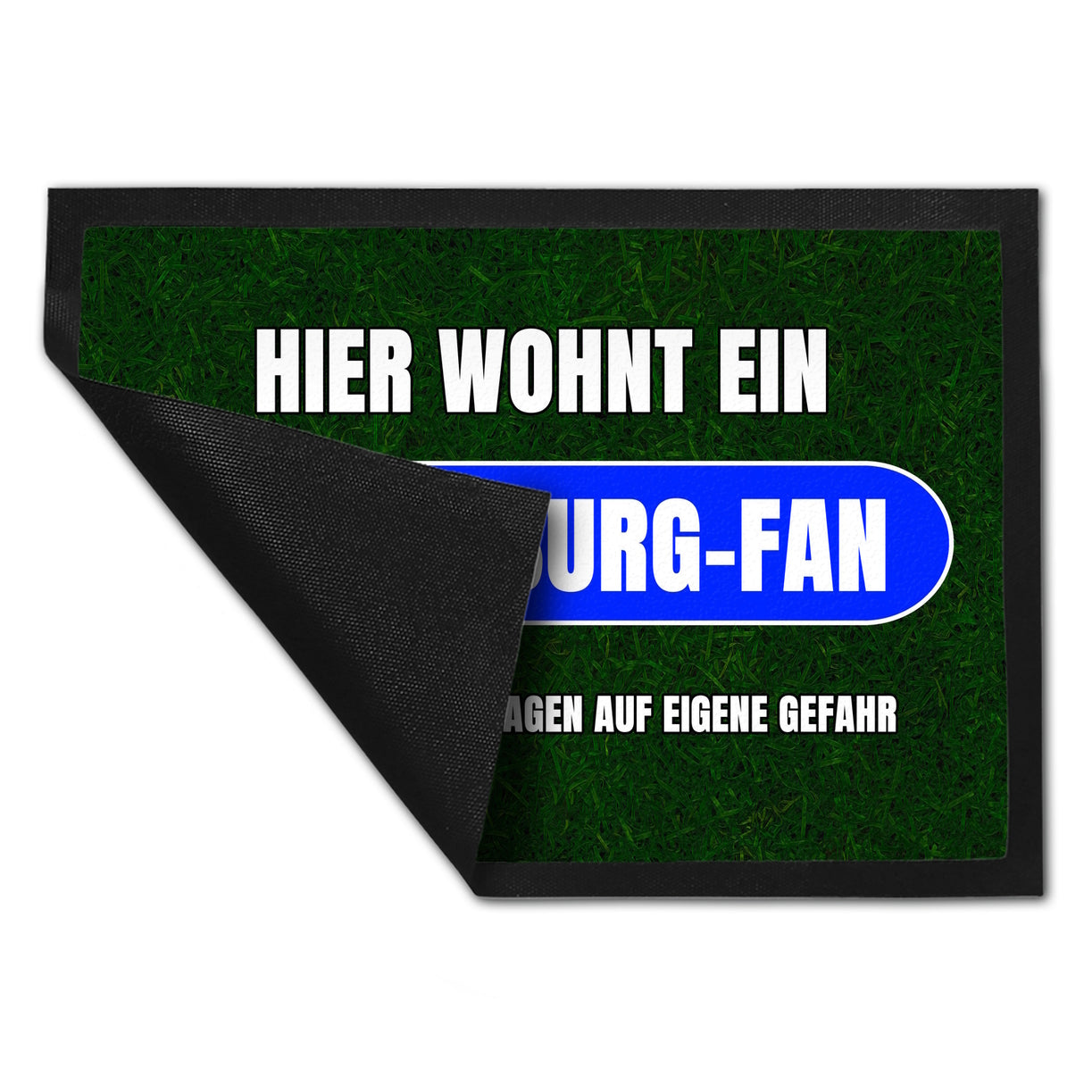 Hier wohnt ein Magdeburg-Fan Fußmatte in 35x50 cm mit Rasenmotiv
