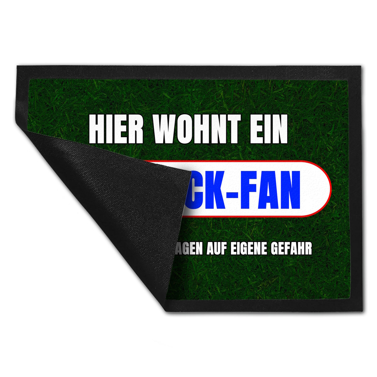 Hier wohnt ein Rostock-Fan Fußmatte in 35x50 cm mit Rasenmotiv