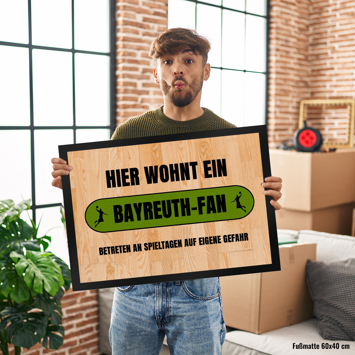 Hier wohnt ein Bayreuth-Fan Fußmatte in 35x50 cm mit Turnhallenboden Motiv