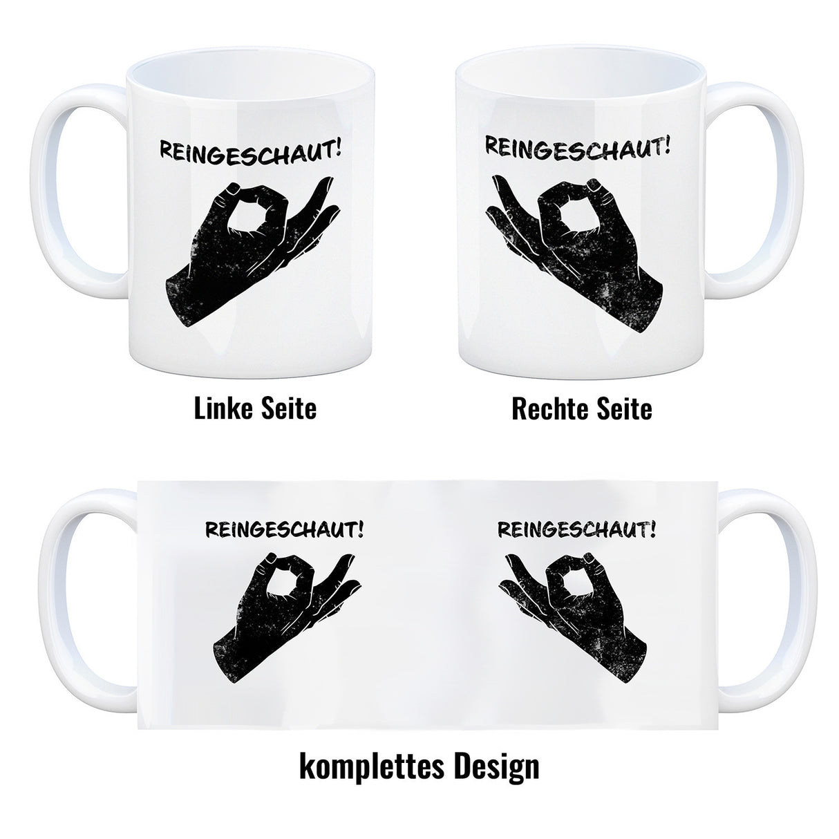 Reingeschaut! Kaffeebecher mit lustigem Streich