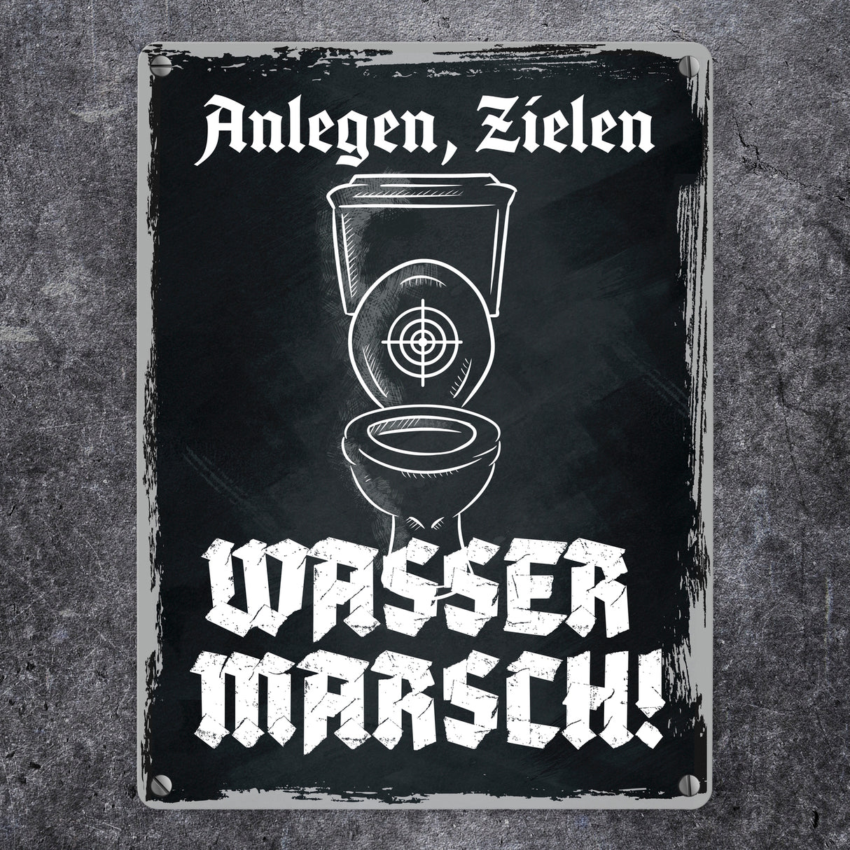Anlegen Zielen Wasser marsch lustiges Metallschild für die Toilette