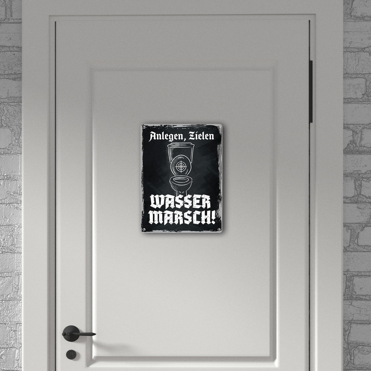 Anlegen Zielen Wasser marsch lustiges Metallschild für die Toilette