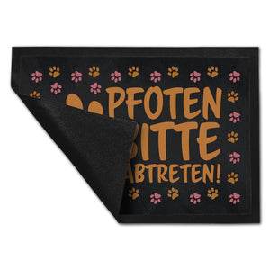 Pfoten bitte hier abtreten Fußmatte mit bunten Fußspuren von Hunden