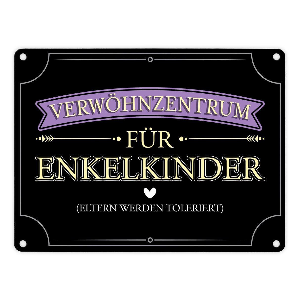Verwöhnzentrum für Enkelkinder Metallschild mit lustigem Spruch für Großeltern