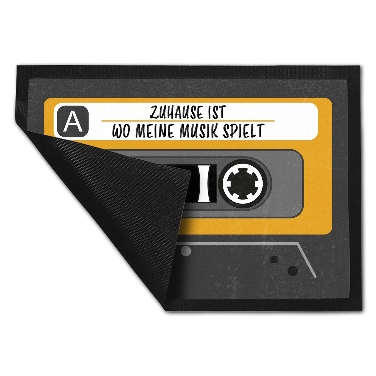 Zuhause ist wo meine Musik spielt Fußmatte im trendigen Kassetten-Look