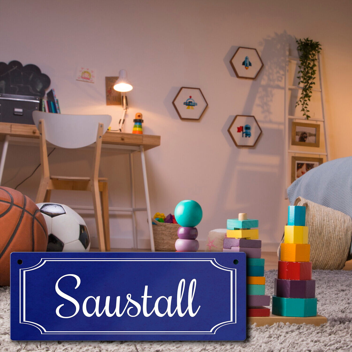 Lustiges Straßenschild Saustall für Zuhause