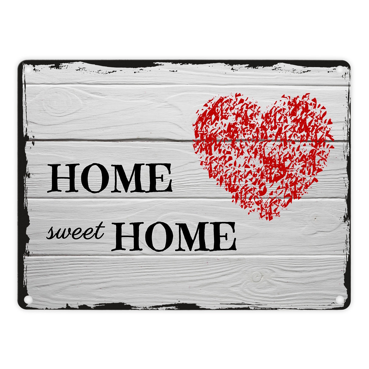 HOME sweet HOME Metallschild in 15x20 cm mit Herz und Holzoptik
