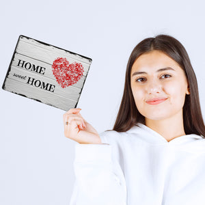 HOME sweet HOME Metallschild in 15x20 cm mit Herz und Holzoptik