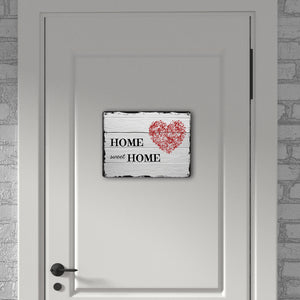 HOME sweet HOME Metallschild in 15x20 cm mit Herz und Holzoptik