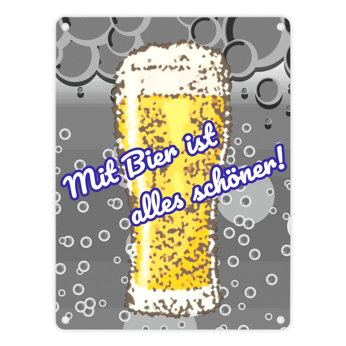Metallschild in 15x20 cm im Bierdesign mit Spruch: Mit Bier ist alles schöner!