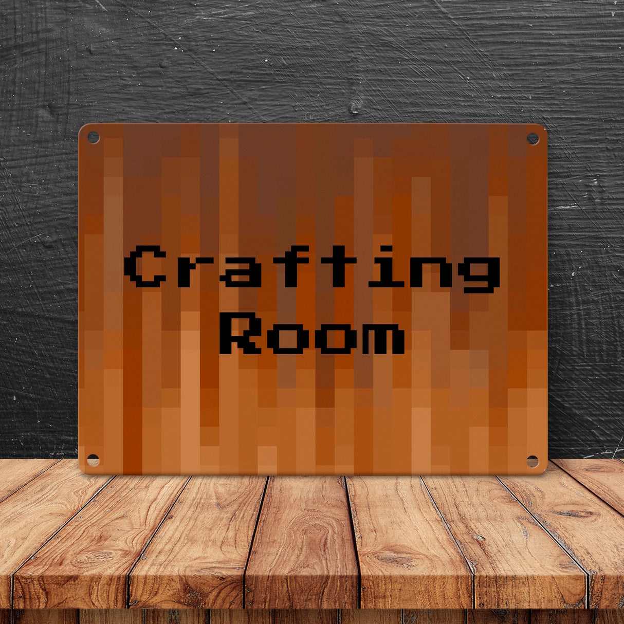 Metallschild in 15x20 cm Pixelmotiv und Spruch: Crafting Room Pixel Art Zockerzimmer