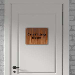 Metallschild in 15x20 cm Pixelmotiv und Spruch: Crafting Room Pixel Art Zockerzimmer
