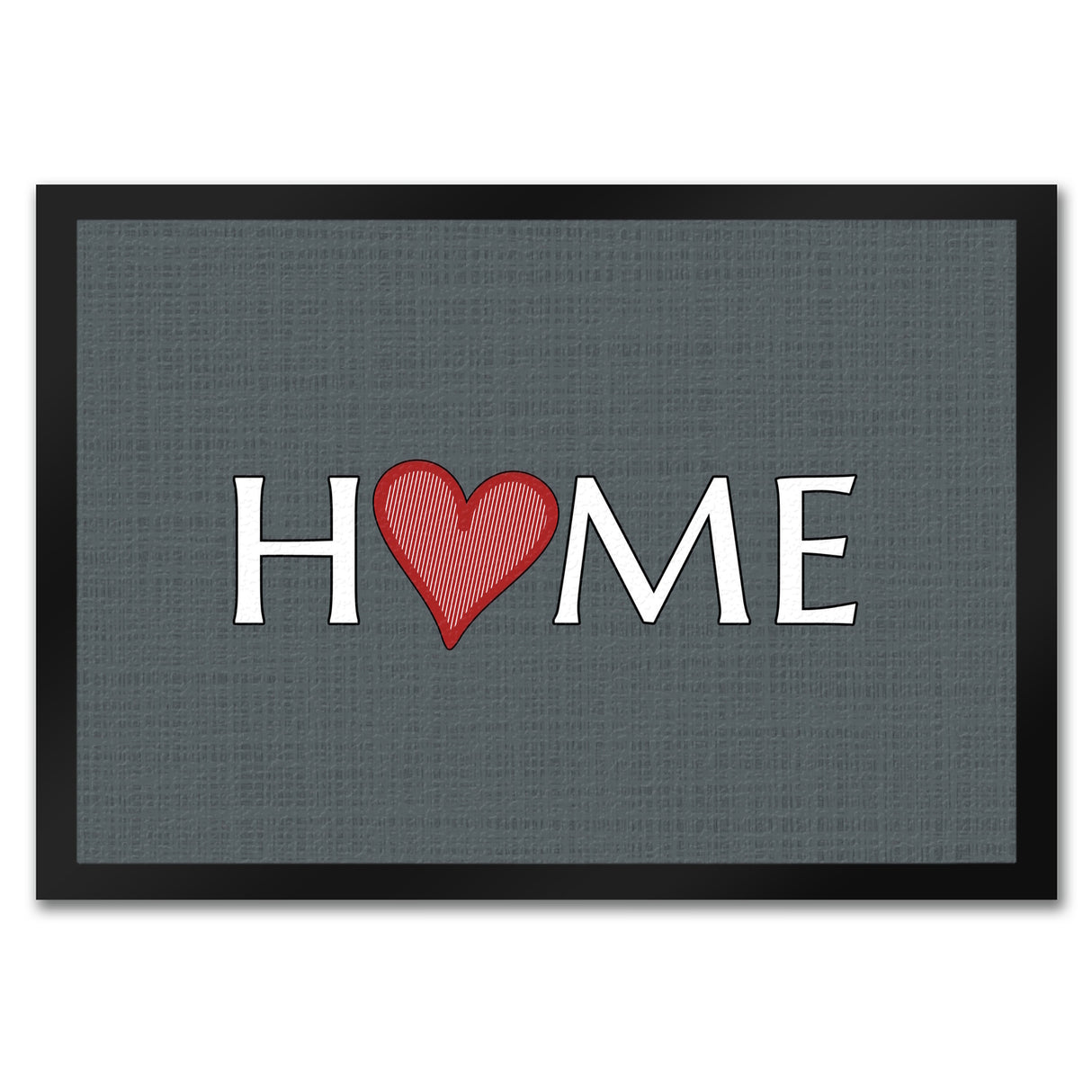 Fußmatte in 35x50 cm in dunkelgrau mit Spruch und Symbol Home und Herz