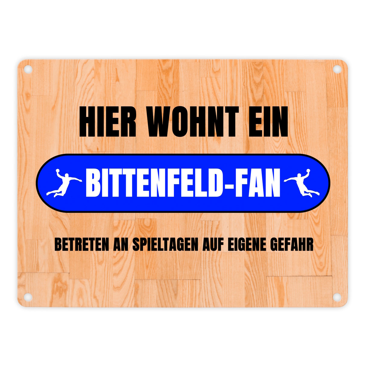 Hier wohnt ein Bittenfeld-Fan Metallschild in 15x20 cm mit Turnhallenboden Motiv