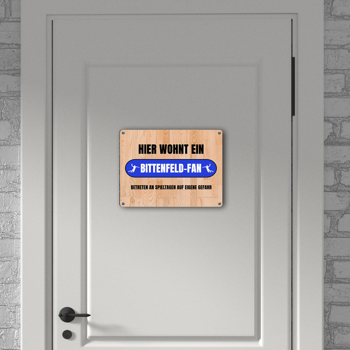 Hier wohnt ein Bittenfeld-Fan Metallschild in 15x20 cm mit Turnhallenboden Motiv