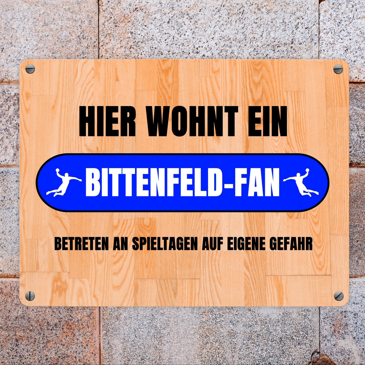 Hier wohnt ein Bittenfeld-Fan Metallschild in 15x20 cm mit Turnhallenboden Motiv