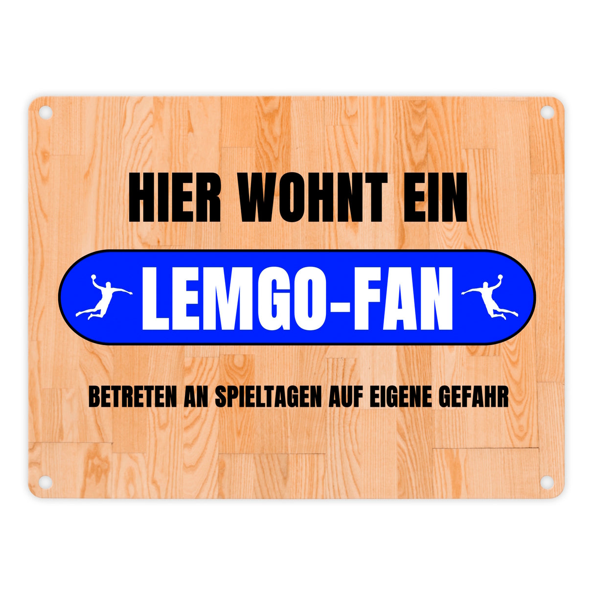 Hier wohnt ein Lemgo-Fan Metallschild in 15x20 cm mit Turnhallenboden Motiv