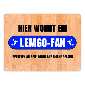 Hier wohnt ein Lemgo-Fan Metallschild in 15x20 cm mit Turnhallenboden Motiv
