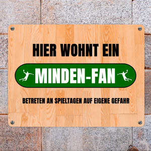 Hier wohnt ein Minden-Fan Metallschild in 15x20 cm mit Turnhallenboden Motiv