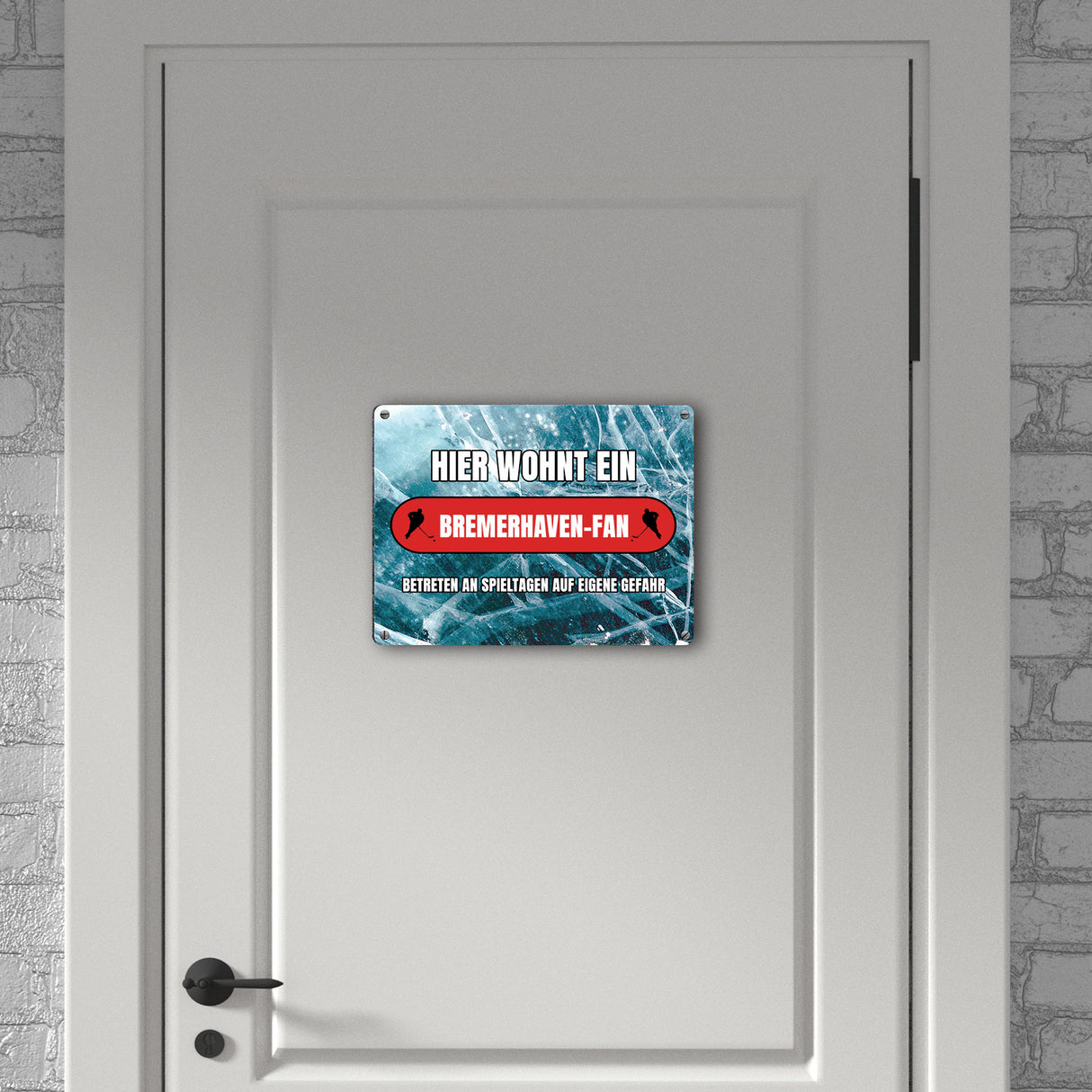 Hier wohnt ein Bremerhaven-Fan Metallschild in 15x20 cm mit Eishallen Boden-Motiv