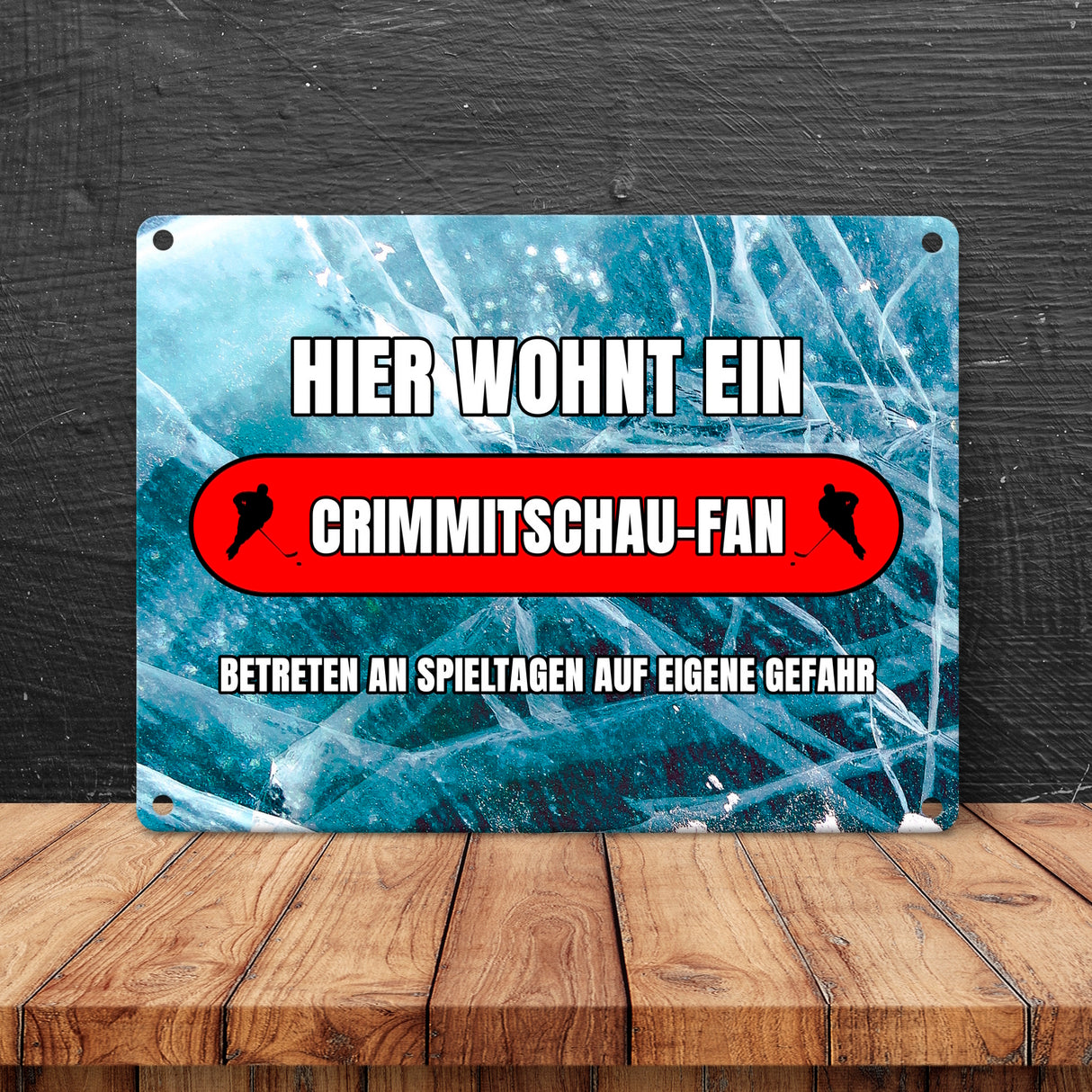 Hier wohnt ein Crimmitschau-Fan Metallschild in 15x20 cm mit Eishallen Boden-Motiv