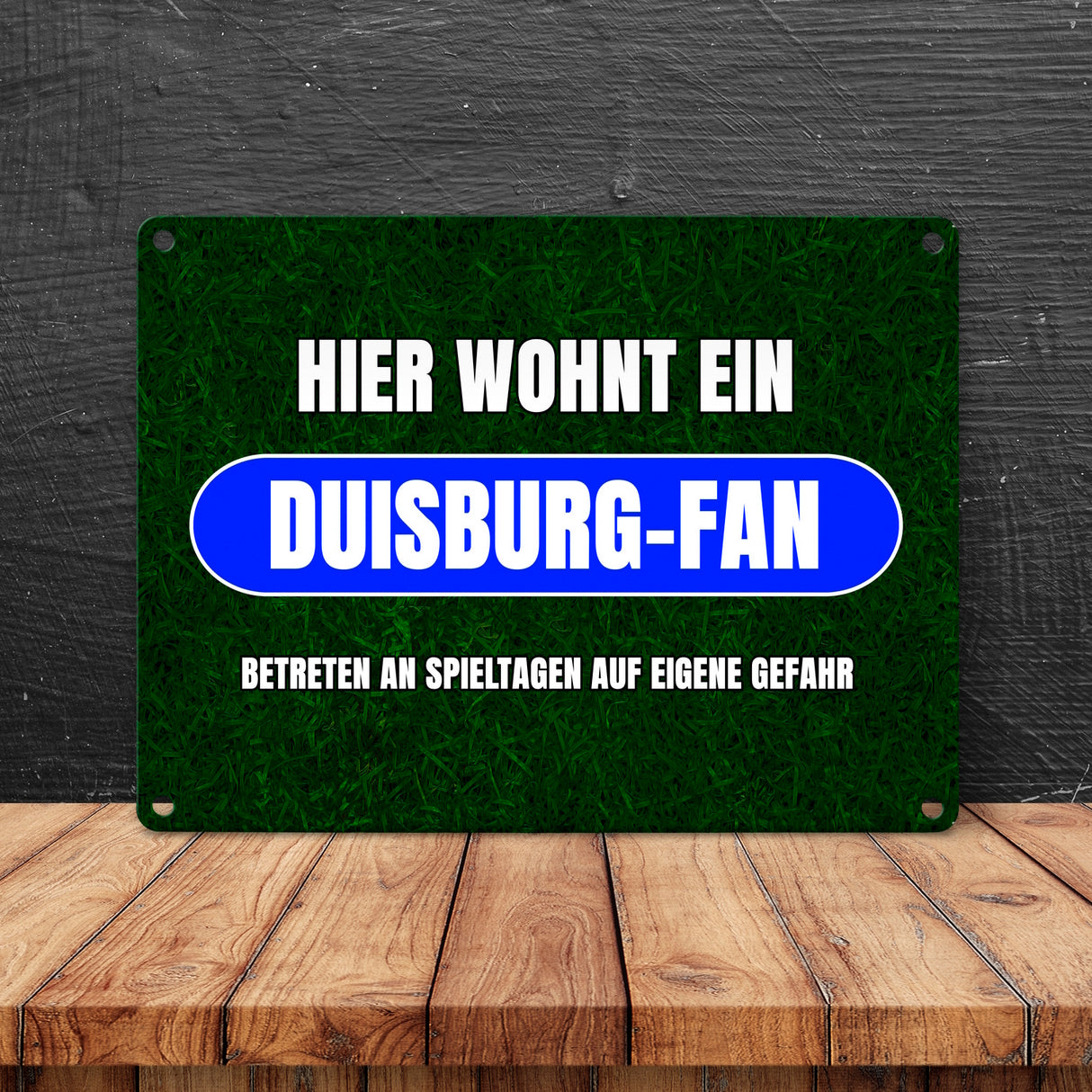 Hier wohnt ein Duisburg-Fan Metallschild in 15x20 cm mit Rasenmotiv