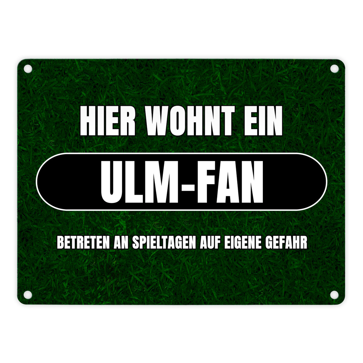 Hier wohnt ein Ulm-Fan Metallschild in 15x20 cm mit Rasenmotiv
