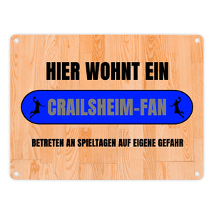 Hier wohnt ein Crailsheim-Fan Metallschild in 15x20 cm mit Turnhallenboden Motiv