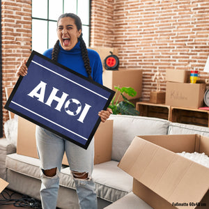 Ahoi Fußmatte mit Rettungsring Motiv als Geschenk für Seemänner