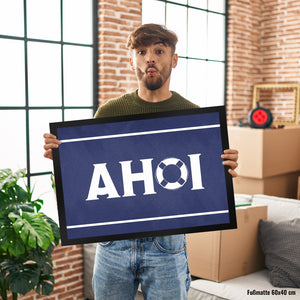 Ahoi Fußmatte mit Rettungsring Motiv als Geschenk für Seemänner