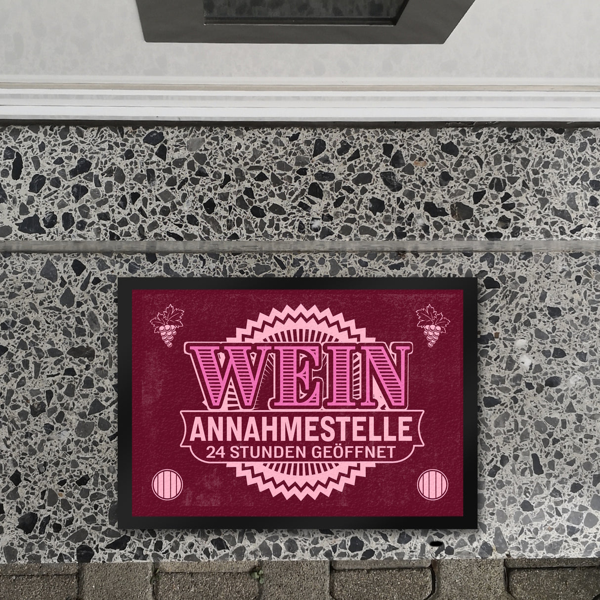 Wein Annahmestelle Fußmatte mit lustigem Spruch und Weinmotiven