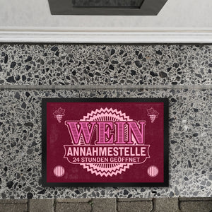 Wein Annahmestelle Fußmatte mit lustigem Spruch und Weinmotiven
