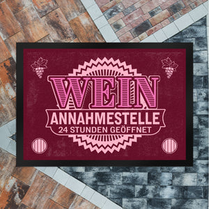 Wein Annahmestelle Fußmatte mit lustigem Spruch und Weinmotiven
