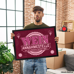 Wein Annahmestelle Fußmatte mit lustigem Spruch und Weinmotiven