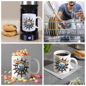 Kaffeebecher Lust auf Meer mit maritimen Motiv Flosse Steuerrad Meer Wellen