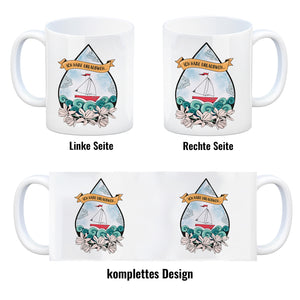 Kaffeebecher Urlaubweh mit maritimen Motiven Fernweh Nordsee Schifffahrt