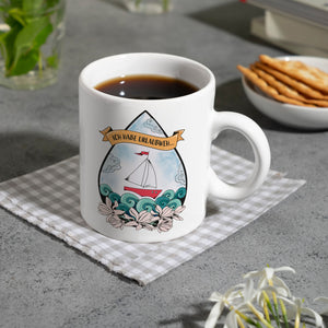 Kaffeebecher Urlaubweh mit maritimen Motiven Fernweh Nordsee Schifffahrt