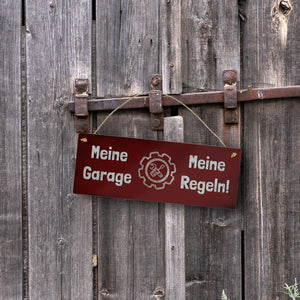 Meine Garage, Meine Regeln Metallschild in 7,5x20cm