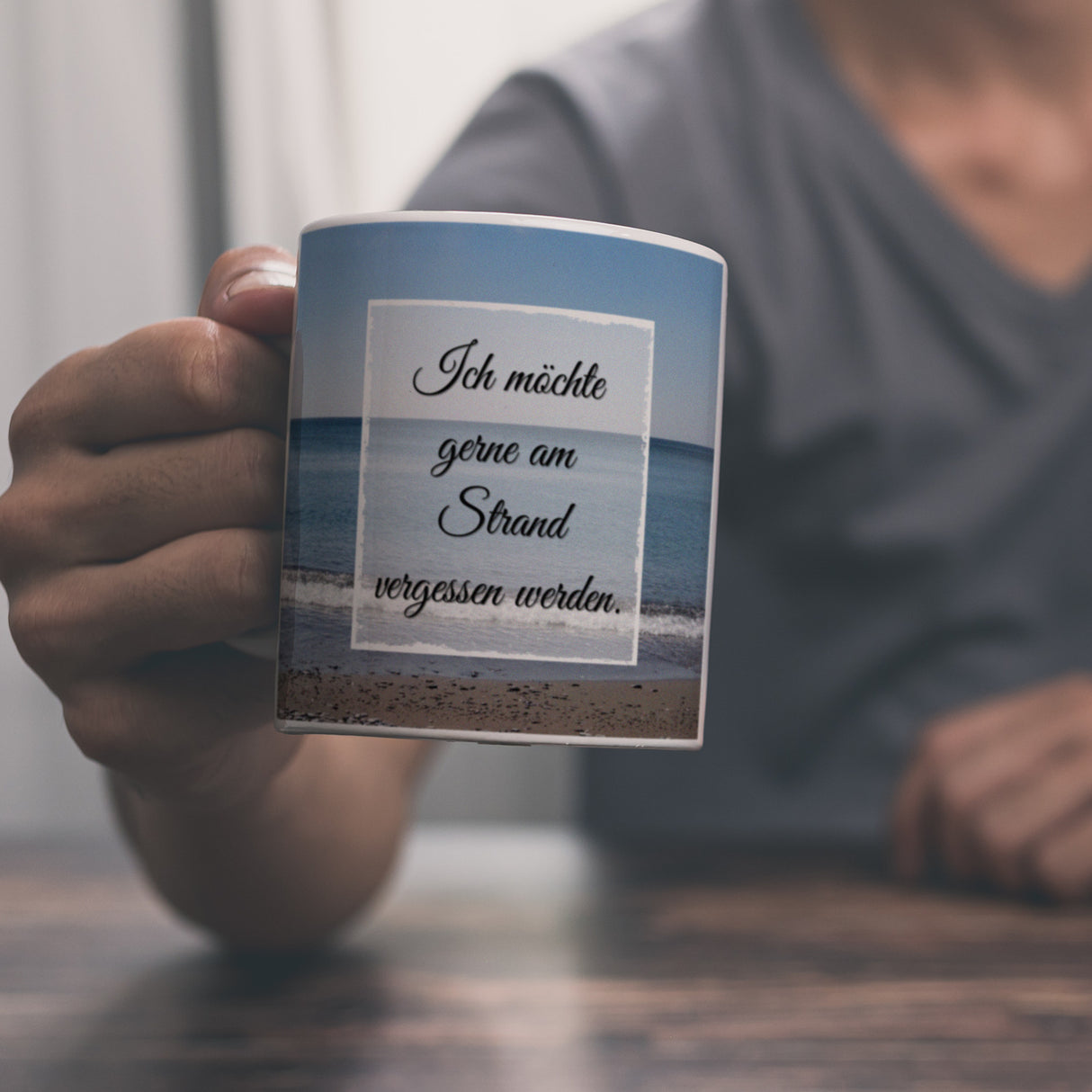 Ich möchte gerne am Strand vergessen werden Kaffeebecher