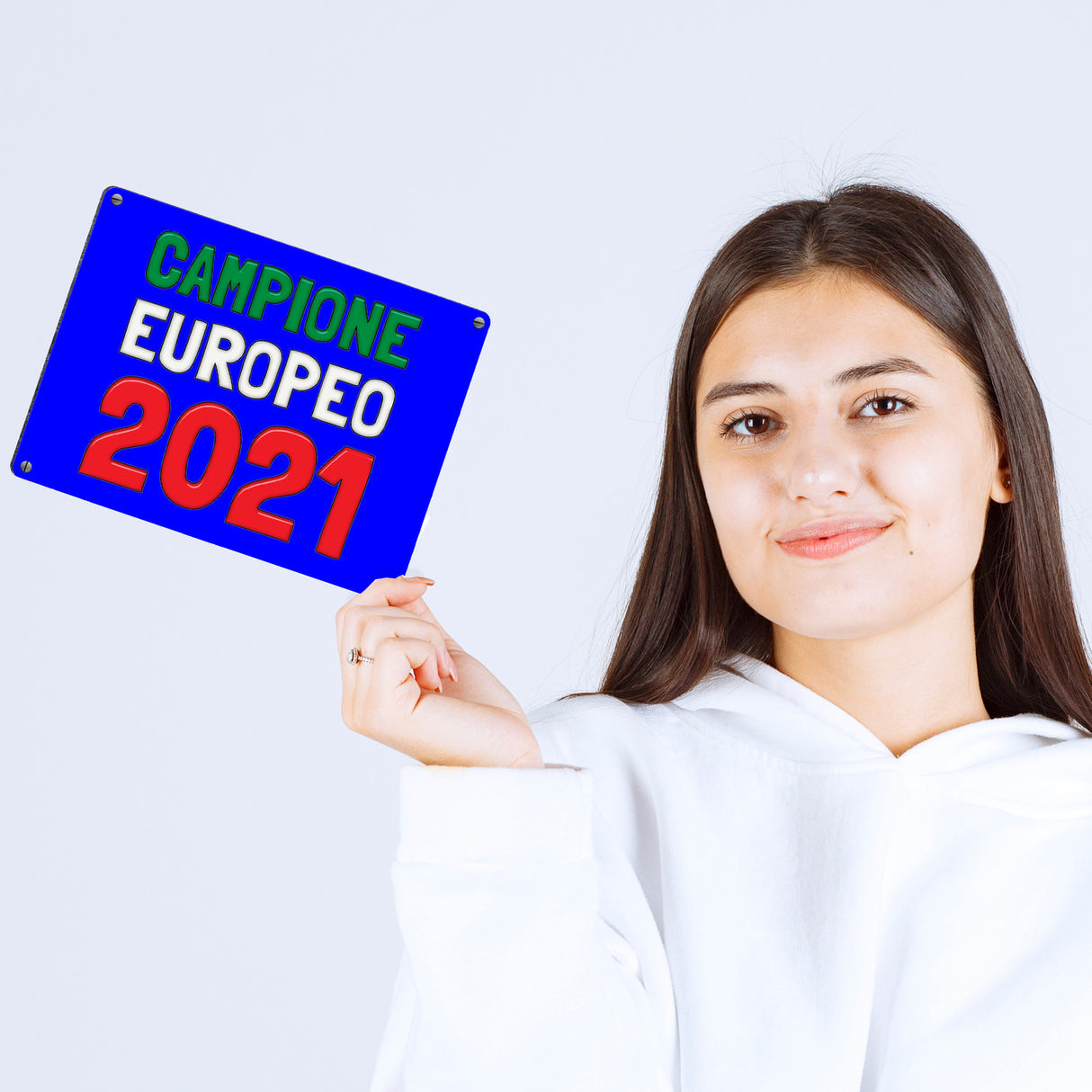 Metallschild in 15x20 cm Campione Europeo 2021 Italia Europameister scudo di metallo