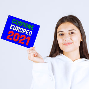 Metallschild in 15x20 cm Campione Europeo 2021 Italia Europameister scudo di metallo