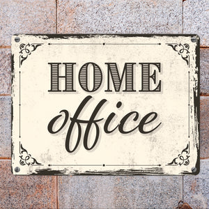 Metallschild Motiv - Homeoffice im rustikalen Stil fürs Arbeitszimmer