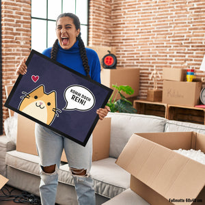 Fußmatte mit Motiv - Komm doch rein mit süßer Katze im Comic Design