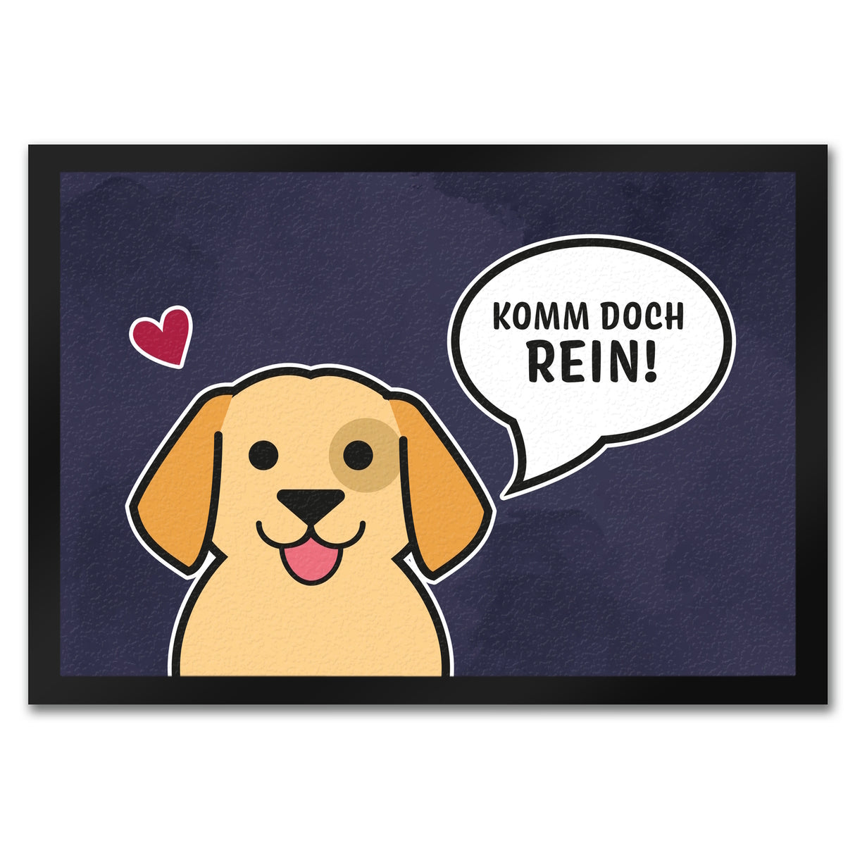 Fußmatte mit Motiv - Komm doch rein mit süßem Hund im Comic Design