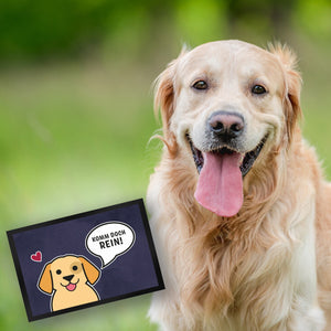 Fußmatte mit Motiv - Komm doch rein mit süßem Hund im Comic Design