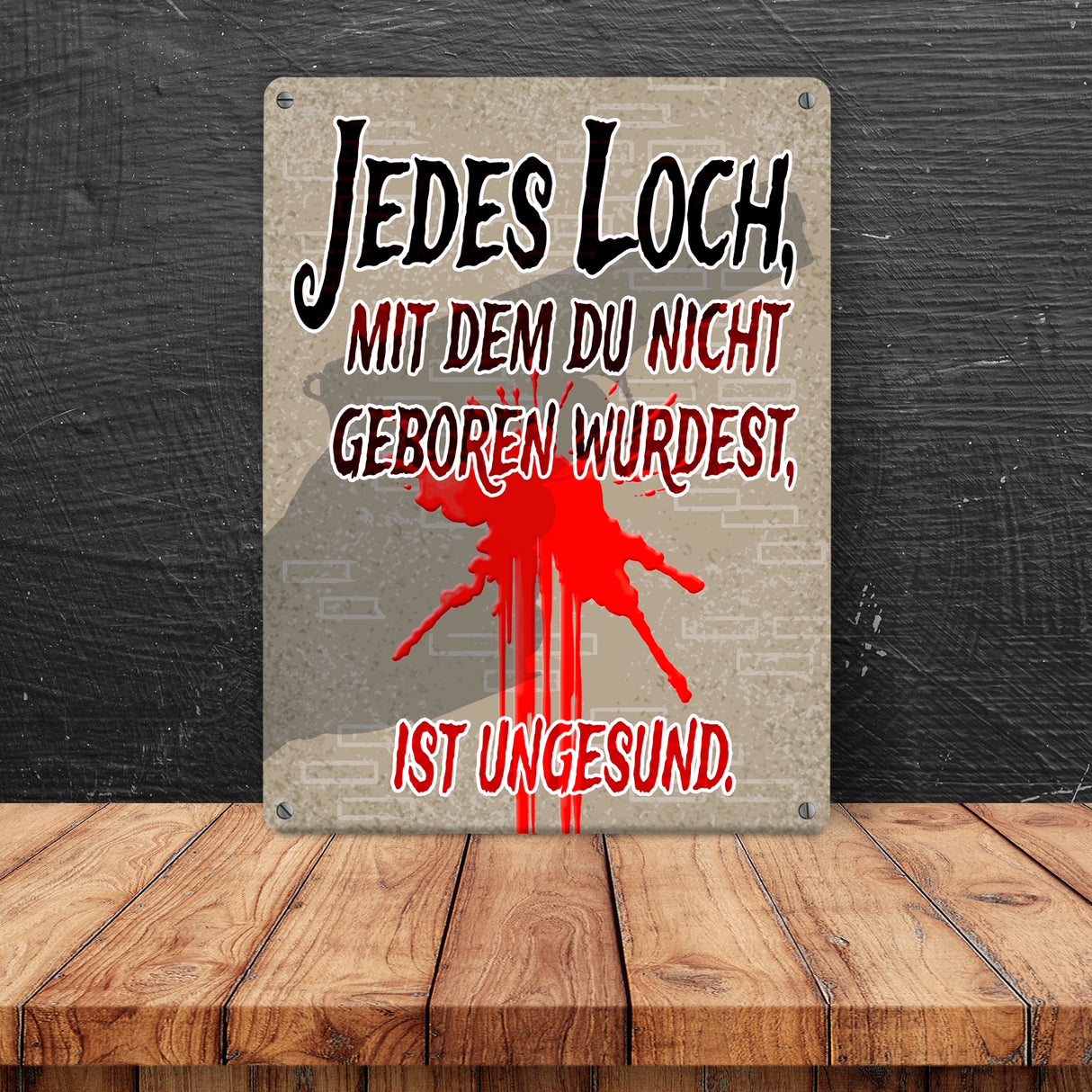 Metallschild Jedes Loch - Warnschild für Einbrecher bewaffneter Hausbesitzer