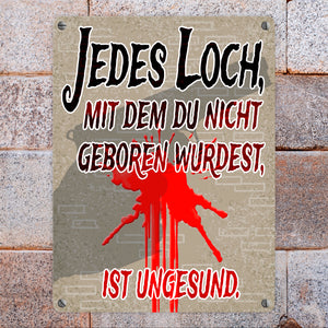 Metallschild Jedes Loch - Warnschild für Einbrecher bewaffneter Hausbesitzer