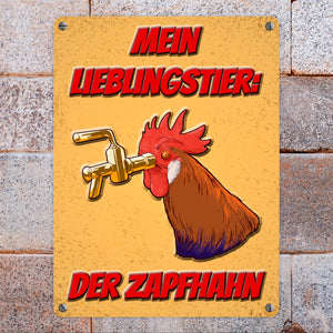 Metallschild mit Bier-Spruch - Mein Lieblingstier: der Zapfhahn