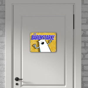 Metallschild mit Bärenmotiv: Bärenstark Schild mit lustigem Comic Bär